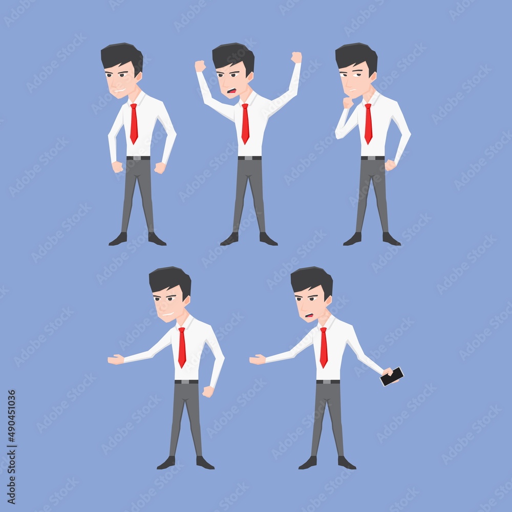 An illustration of a set of businessman with some expressions An illustration of a set of businessman with some expressions