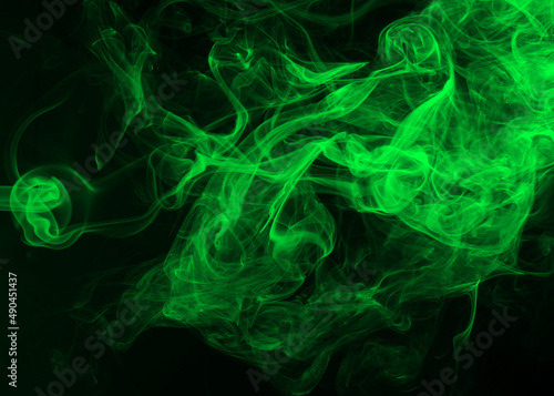 dense smoke abstract background. green smoke movment