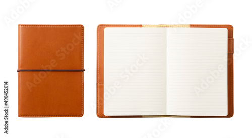 Fotografía A leather notebook placed against a white background