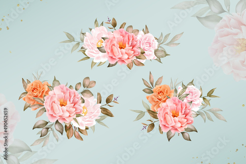 Watercolor Floral Arrangement collection with Hand Drawn Flower and Leaves