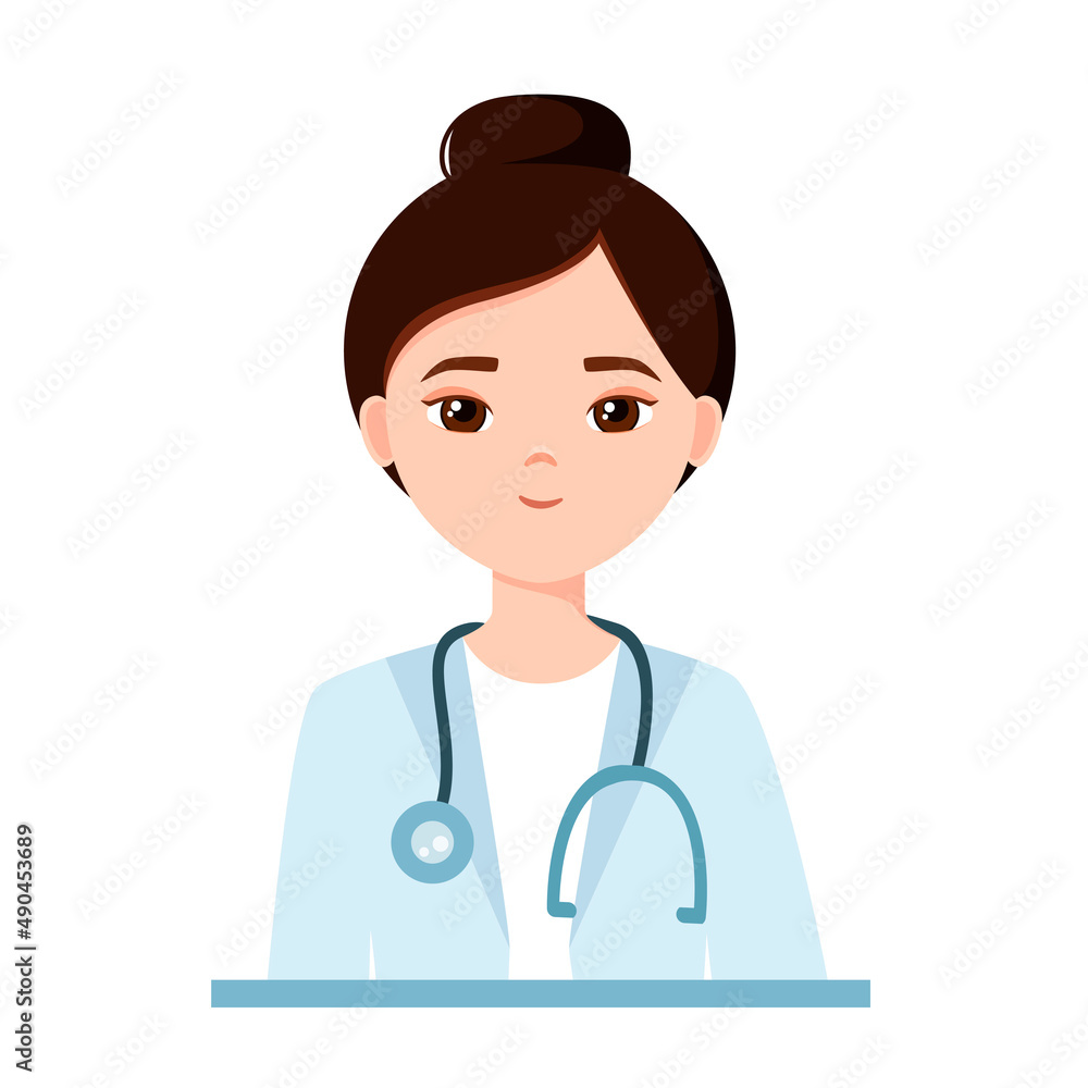 A female doctor on a white background. Cartoon design. Vector illustration.
A female doctor on a white background. Cartoon design. Vector illustration.