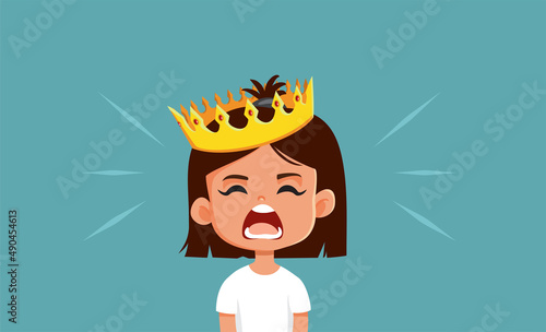Entitled Toddler Girl Having a Tantrum Vector Cartoon
