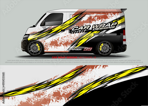 van Graphic designs. Abstract lines  vector with grunge background concept for vinyl Wrap and Vehicle branding  © talentelfino