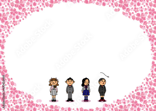 入学式・卒業式に出席する子どものイラスト