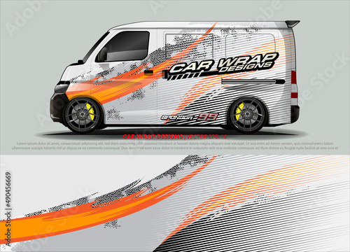 van Graphic designs. Abstract lines  vector with grunge background concept for vinyl Wrap and Vehicle branding 