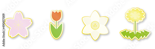 春の花　ピンバッジ風