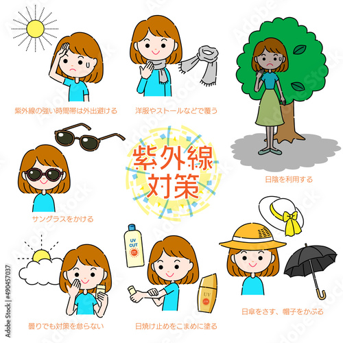 シンプルな紫外線対策のイラスト