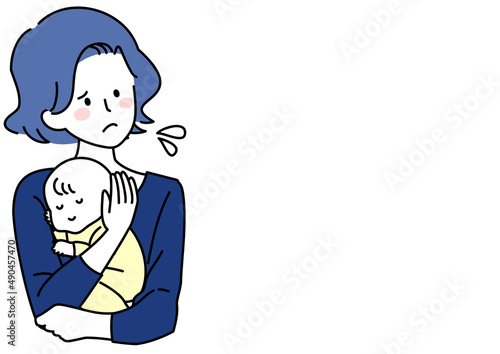 赤ちゃんを抱いた母親の焦り