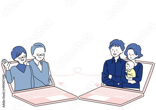 リモートで帰省する親子