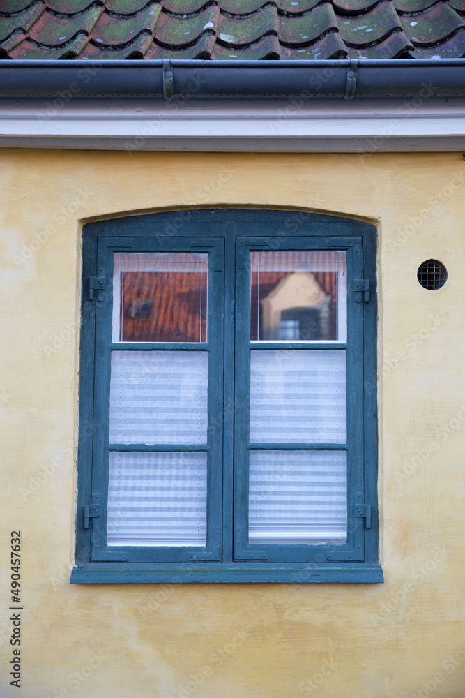 House window in an old village houses in Denmark