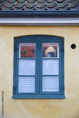 House window in an old village houses in Denmark