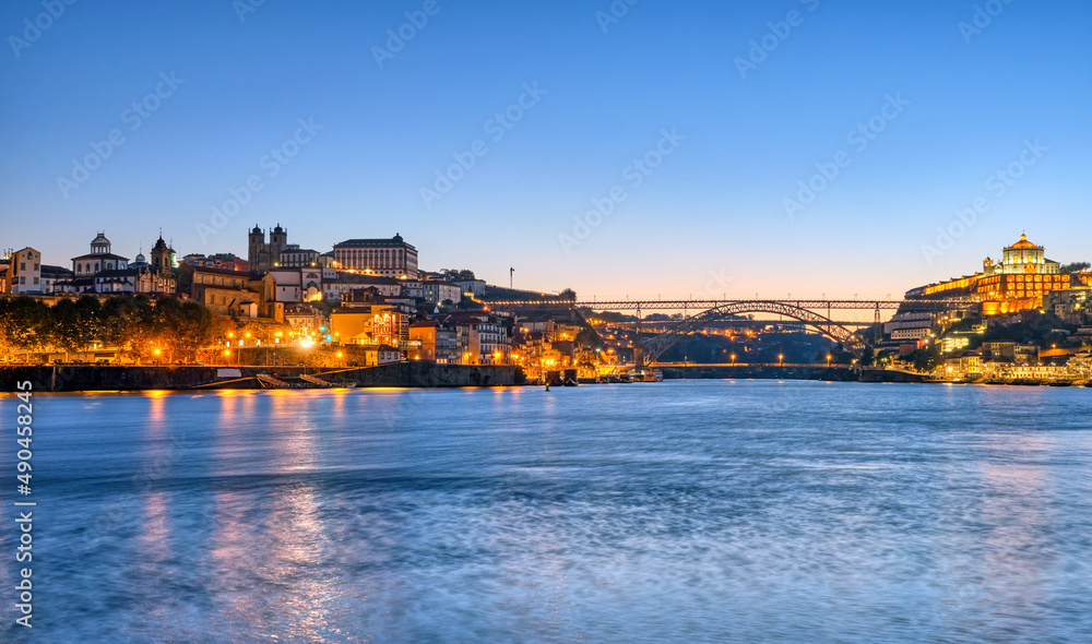 The river Douro with the old town of Porto in the back at dawn