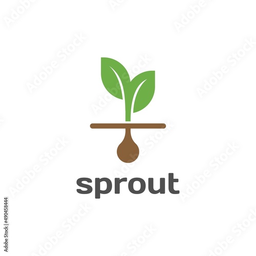 Green plant seed growing sprout grow growth logo icon vector