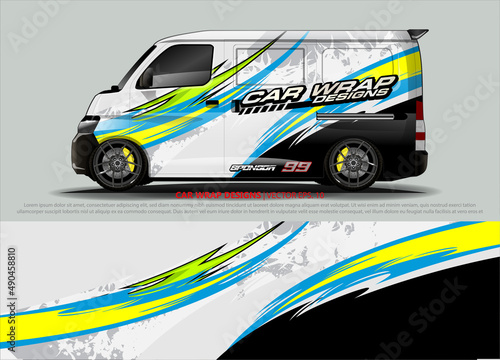 Racing Car Decal Graphic Vector, wrap vinyl sticker. Graphic abstract stripe designs for Racing vehicles.