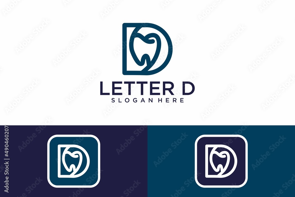 Letter d line art with dental logo design Stock Vector | Adobe Stock