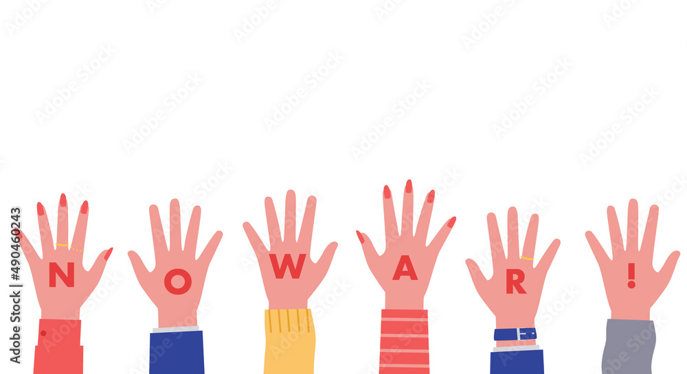 Fototapeta premium 反対する人々のベクターイラスト(No war,Stop war,No more war)