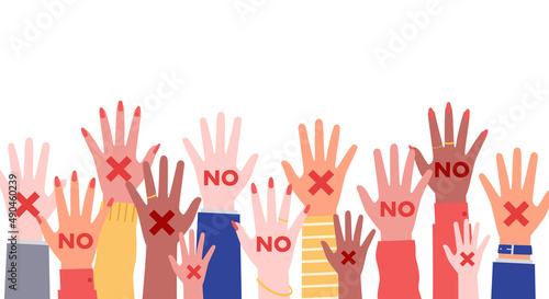 反対する人々のベクターイラスト(No war,Stop 
 war,No more war)