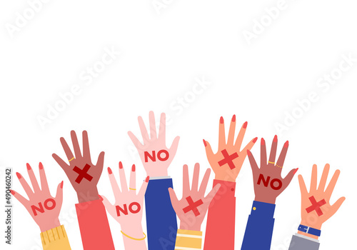 反対する人々のベクターイラスト(No war,Stop 
 war,No more war)