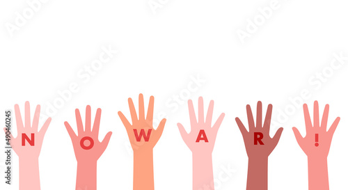 反対する人々のベクターイラスト(No war,Stop 
 war,No more war)