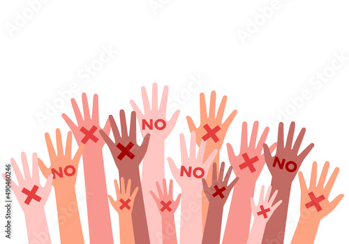 反対する人々のベクターイラスト(No war,Stop 
 war,No more war)