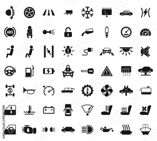 Car dashboard icons set simple vector. Car automobile