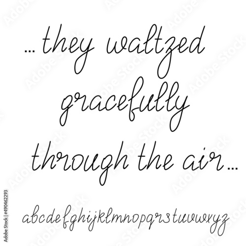 Handwritten alphabet. Thin line font. Manuscript abc. English lowercase letters. Clean lines, easy to edit. Vector illustration.