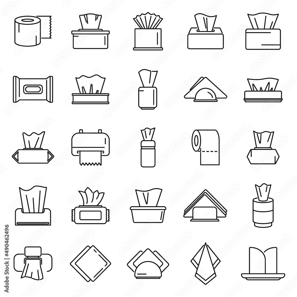 Naklejka premium Tissue icons set outline vector. Silk cloth