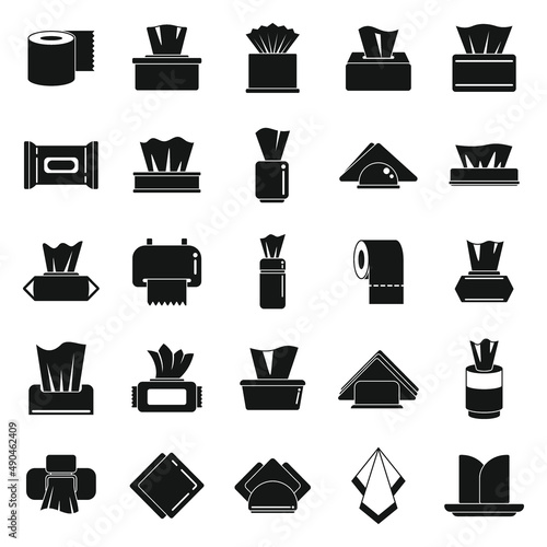 Tissue icons set simple vector. Silk cloth