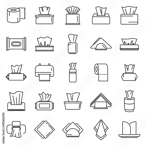 Tissue icons set outline vector. Silk cloth