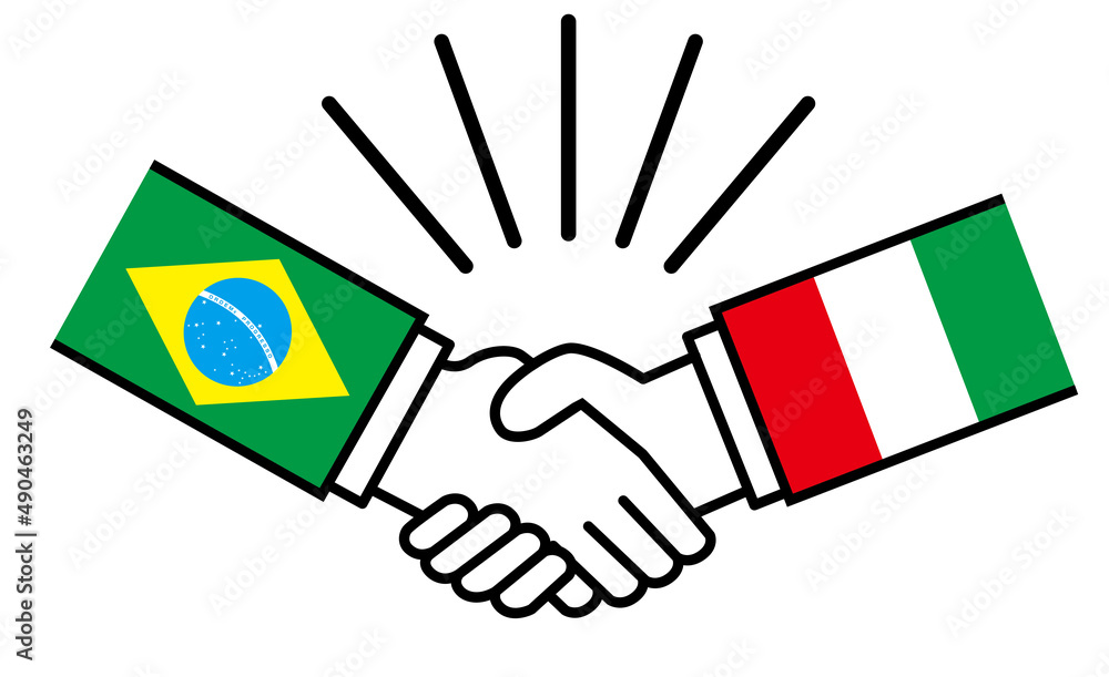 ブラジルとイタリア 国旗がついた手が握手 国家間の戦争紛争 同盟 和解 合意のイメージイラスト Stock Vector Adobe Stock ブラジルとイタリア 国旗がついた手が握手 国家間の戦争紛争 同盟 和解 合意のイメージイラスト Stock Vector Adobe Stock