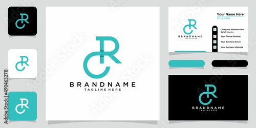 Initial letter logo CR, RC, template logo design vector with business card design