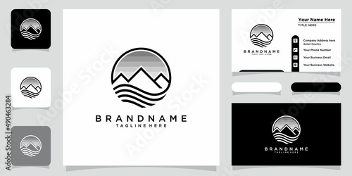 Vintage mountain logo and illustration simple design with business card design