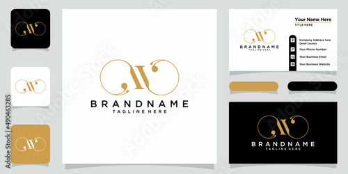 Initial letter AV or VA luxury Logo design with business card design