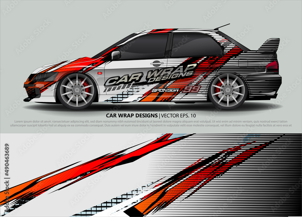Racing Car Decal Graphic Vector, wrap vinyl sticker. Graphic abstract stripe designs for Racing vehicles. Racing Car Decal Graphic Vector, wrap vinyl sticker. Graphic abstract stripe designs for Racing vehicles.