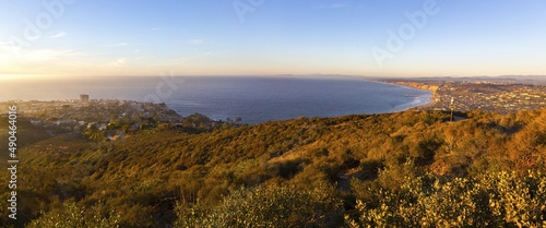 
Panoramic Landscape View of Pacific Ocean Coastline from Mount Soledad above La Jolla, California