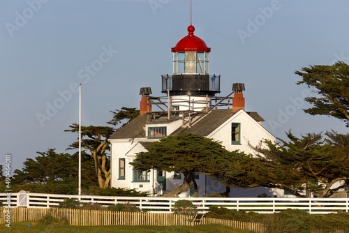 Historical Point Pinos Lighthouse, oldest continuously operating lighthouse on west coast of United States, Pacific Grove near Monterey, California
 photo