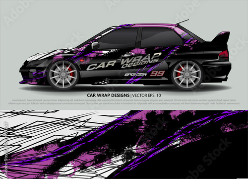 Racing Car Decal Graphic Vector  wrap vinyl sticker. Graphic abstract stripe designs for Racing vehicles.