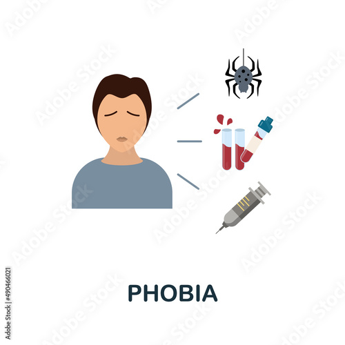 Phobia flat icon. Colored element sign from psychological disorders collection. Flat Phobia icon sign for web design, infographics and more.
