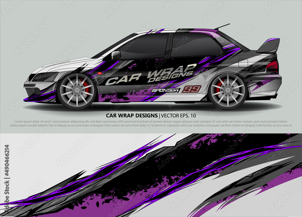 Racing Car Decal Graphic Vector, wrap vinyl sticker. Graphic abstract stripe designs for Racing vehicles. Racing Car Decal Graphic Vector, wrap vinyl sticker. Graphic abstract stripe designs for Racing vehicles.