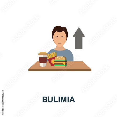 Bulimia flat icon. Colored element sign from psychological disorders collection. Flat Bulimia icon sign for web design, infographics and more.