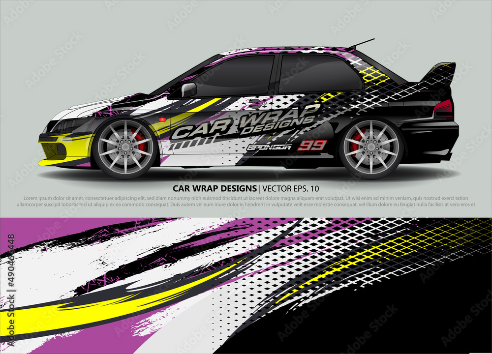 Racing Car Decal Graphic Vector, wrap vinyl sticker. Graphic abstract stripe designs for Racing vehicles. Racing Car Decal Graphic Vector, wrap vinyl sticker. Graphic abstract stripe designs for Racing vehicles.