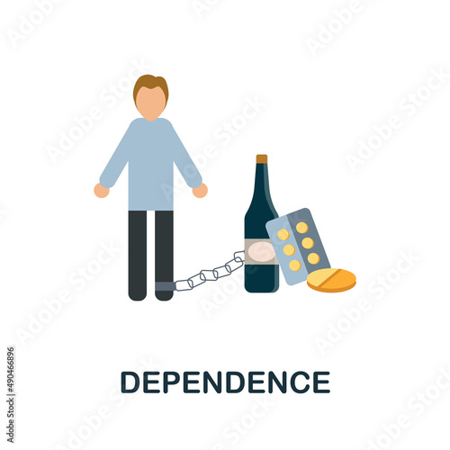 Dependence flat icon. Colored element sign from psychological disorders collection. Flat Dependence icon sign for web design, infographics and more.