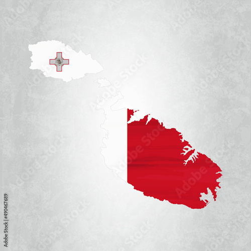 Malta map with flag