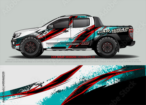 truck and car decal design vector kit. abstract background graphics for vehicle advertisement and vinyl wrap