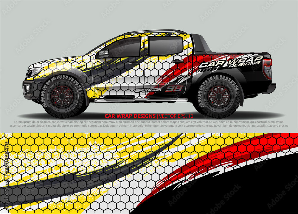 truck and car decal design vector kit. abstract background graphics for vehicle advertisement and vinyl wrap