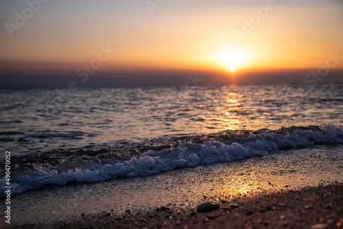 Beautiful scenic sunset view of iconic Posidi sandy beach  paradise cape and Peninsula in Kassandra  Halkidiki  North Greece. 