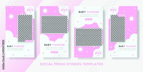 Fashion kids stories banner layout template modern design background
  for social media post, stories, story, flyer. Vector illustration