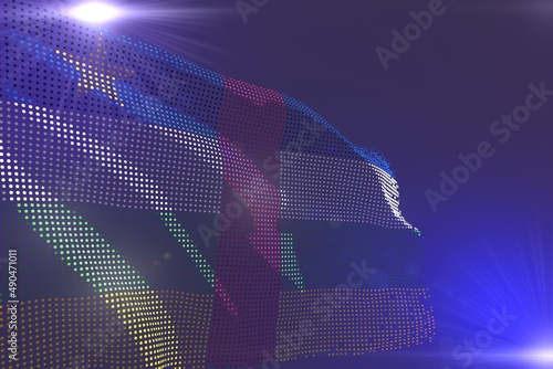 beautiful digital vivid photo of Central African Republic flag made of dots waving on purple with space for your text - any occasion flag 3d illustration..