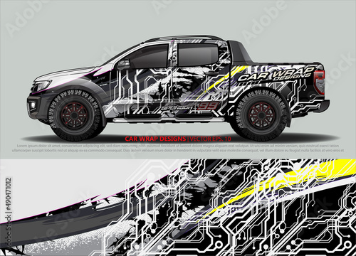 truck and car decal design vector kit. abstract background graphics for vehicle advertisement and vinyl wrap 