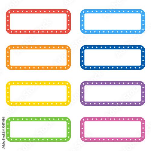 Name tag set of rectangular lines and dotted lines.	
